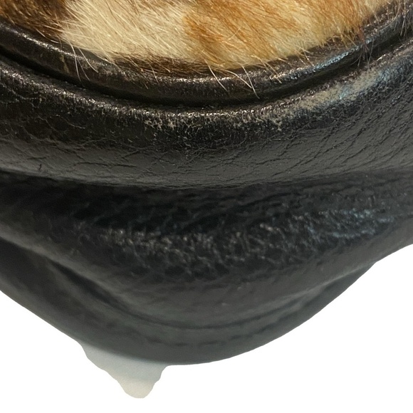 HOLT RENFREW Italian Leather Pony Hair Crossbody Bag Vintage Y2K Small - Picture 11 of 16